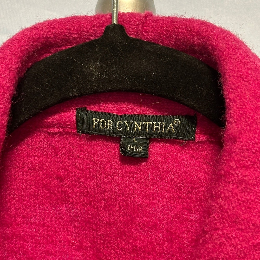 For Cynthia Pink Wool Ruffle Collar Button Front Coat Women's L - Picture 3 of 6